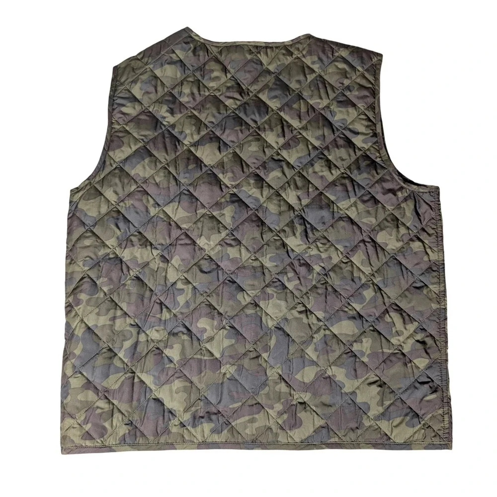 Tommy Hilfiger Mens Quilted Camouflage Full Zip Vest Olive Green Camo XL‎